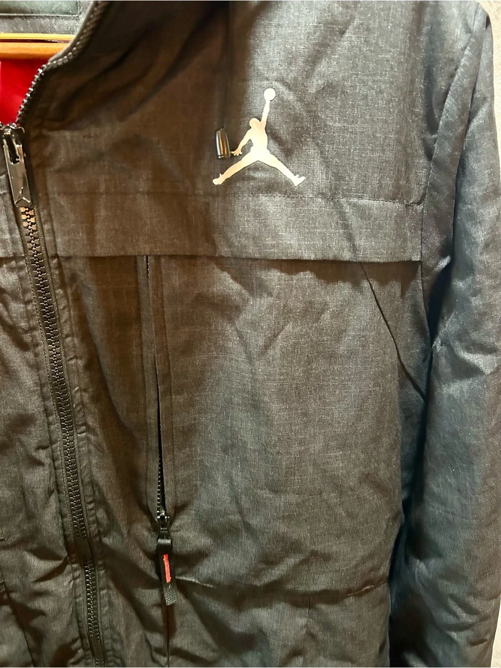 Jordan Hooded Jacket Black Heather Gray Red Lining Men’s 3XL Rare Discontinued